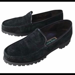 ⭐️ Vintage Cole Haan black suede lug-soled loafers